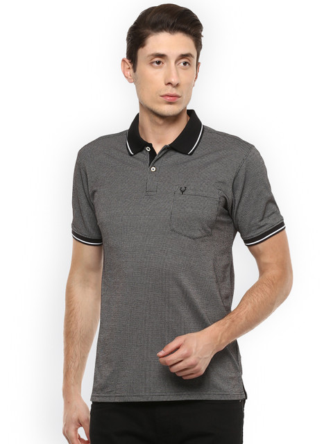 

Allen Solly Men Grey Self Design Polo Collar T-shirt