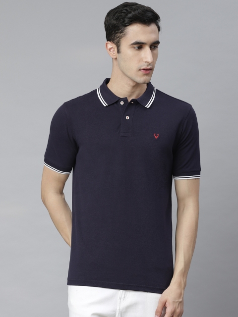 

Allen Solly Men Navy Blue Solid Polo Collar T-shirt