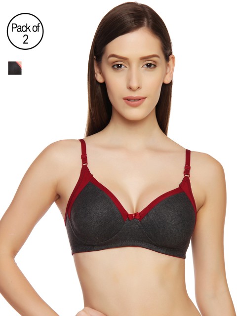 

Innocence Women Pack of 2 T-shirt Bra BBAPLIN51600_40B, Black