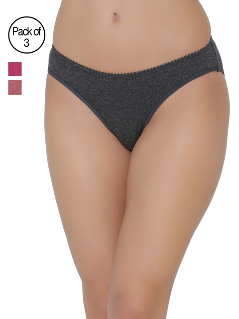 

Clovia Women Set Of 3 Bikini Briefs PNC241530, Pink