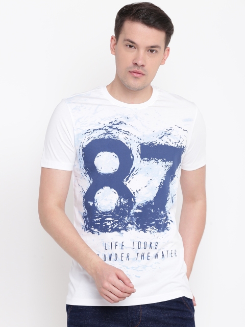 

Numero Uno Men White Printed Round Neck T-shirt