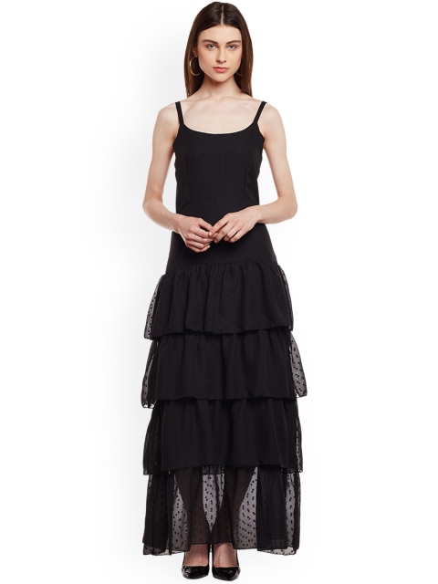 

THE SILHOUETTE STORE Women Black Solid Fit and Flare Dress