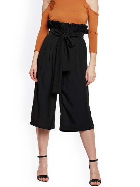 

THE SILHOUETTE STORE Women Black Straight Solid Palazzos