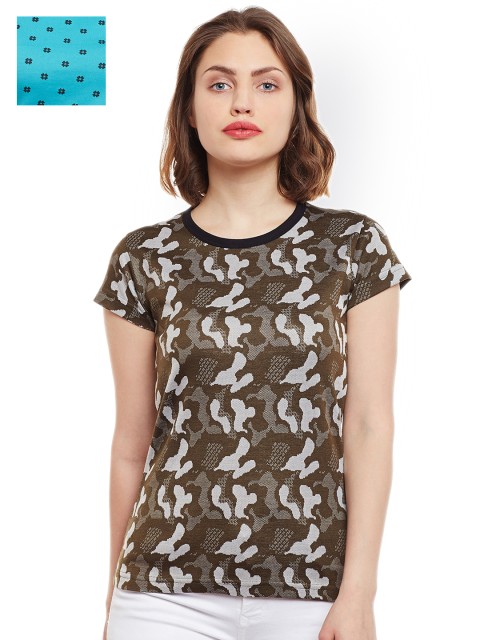 

VIMAL JONNEY Women Pack of 2 T-shirts, Olive