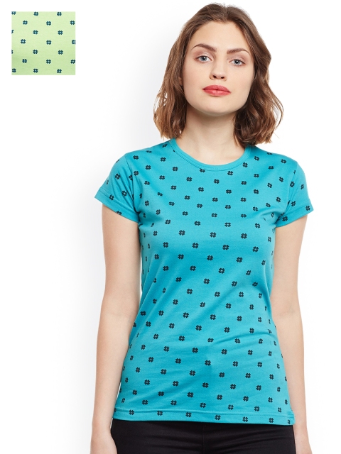 

VIMAL JONNEY Women Pack of 2 T-shirts, Turquoise blue