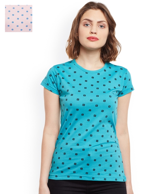 

VIMAL JONNEY Women Set of 2 Printed T-shirts, Pink