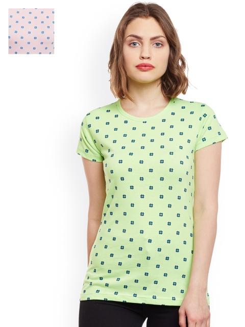 

VIMAL JONNEY Women Pack of 2 T-shirts, Green