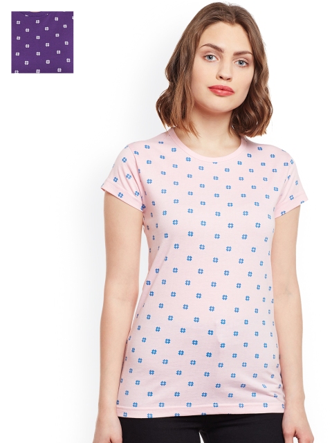 

VIMAL JONNEY Women Set of 2 Printed T-shirts, Pink