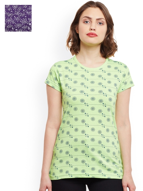 

VIMAL JONNEY Women Set of 2 Printed T-shirts, Green