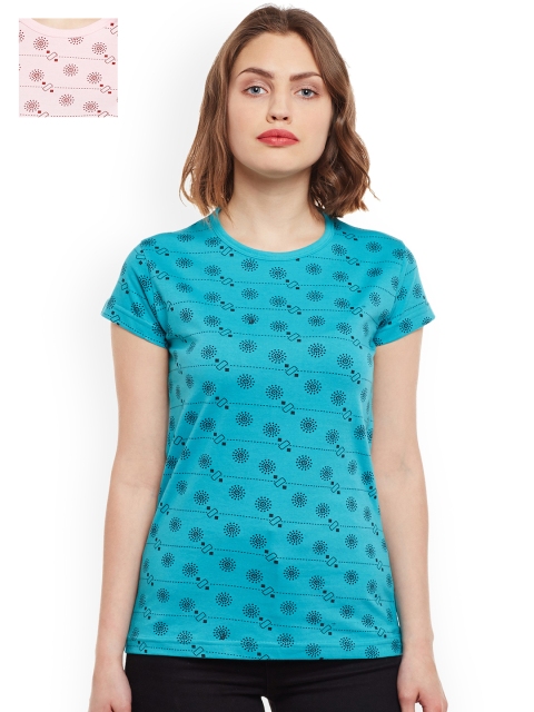 

VIMAL JONNEY Women Set of 2 Printed T-shirts, Pink