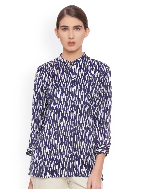 

Van Heusen Woman Women Navy Blue Printed Top