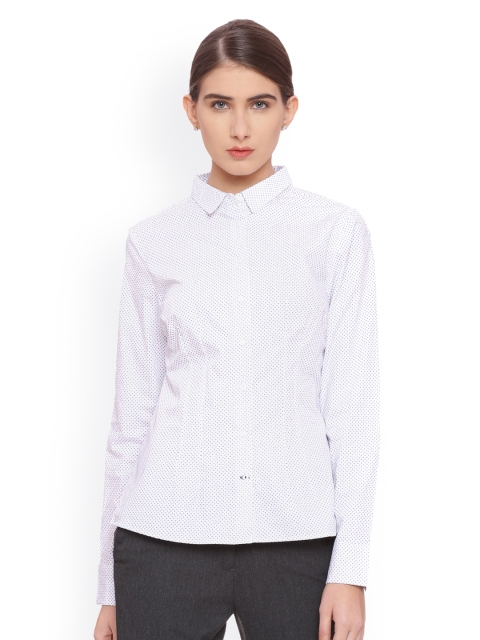 

Van Heusen Woman Women White & Blue Regular Fit Printed Formal Shirt
