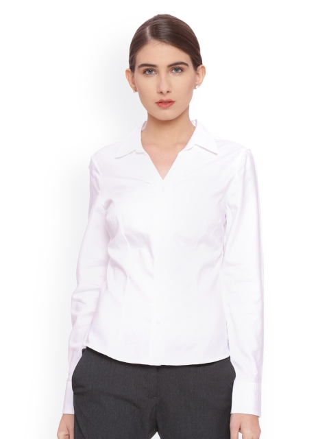 

Van Heusen Woman Women White Regular Fit Self Design Formal Shirt