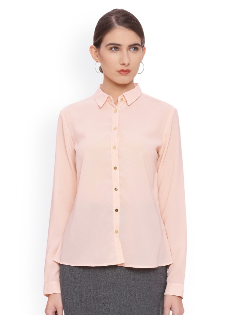 

Van Heusen Woman Women Peach-Coloured Regular Fit Solid Casual Shirt