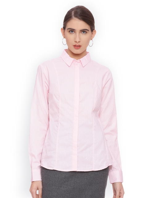 

Van Heusen Woman Women Pink Regular Fit Self Design Formal Shirt
