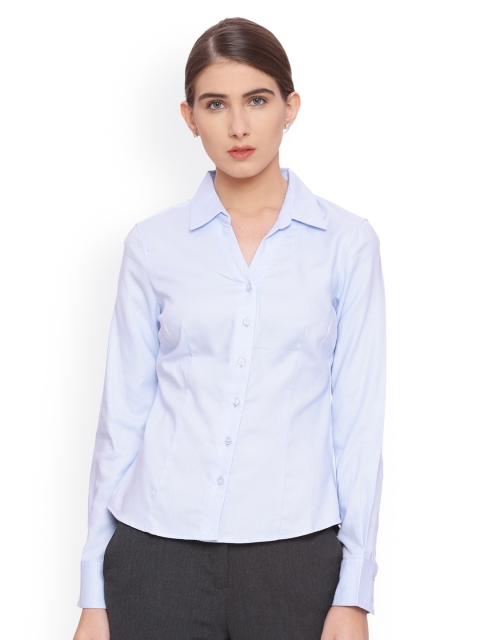 

Van Heusen Woman Women Blue Regular Fit Solid Formal Shirt