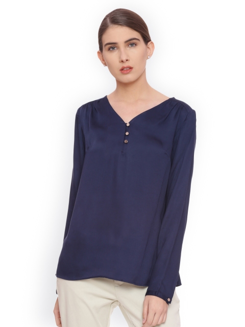 

Van Heusen Woman Women Navy Blue Solid Top