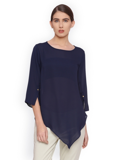 

Van Heusen Woman Women Navy Blue Solid Top