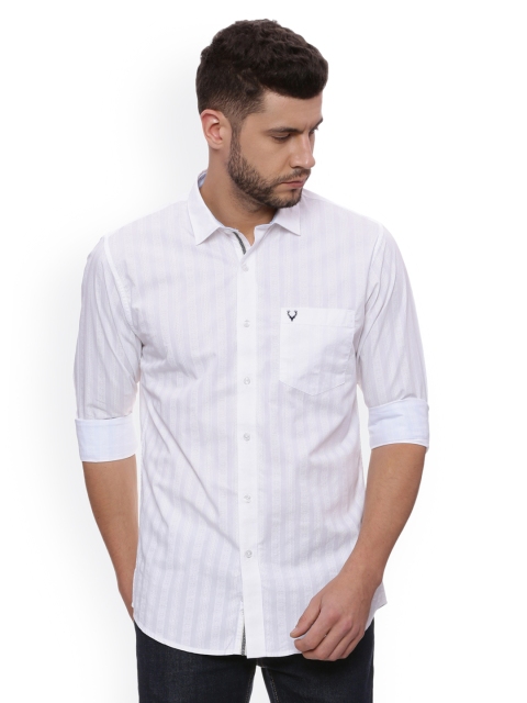 

Allen Solly Men White Slim Fit Striped Casual Shirt