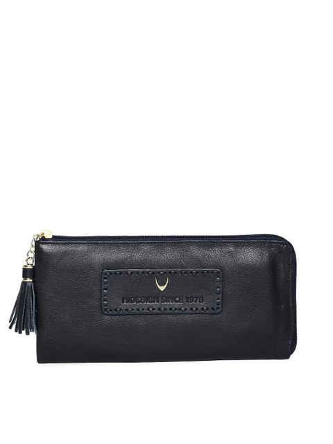 

Hidesign Women Navy Blue Solid Zip Around Wallet