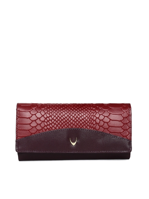 

Hidesign Women Burgundy & Purple Textured Three Fold Wallet