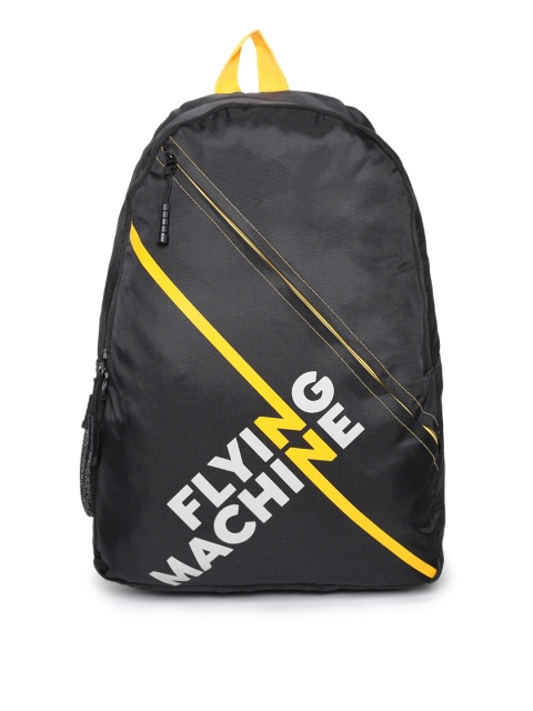 

Flying Machine Men Black Brand Logo Backpack