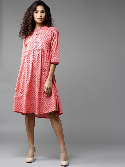 

HERE&NOW Women Pink Printed A-Line Dress