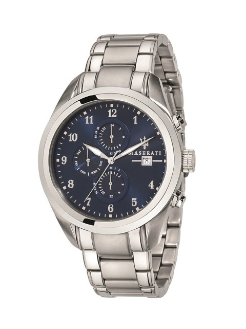 

Maserati Men Blue & Steel-Toned Analogue Watch R8853112505