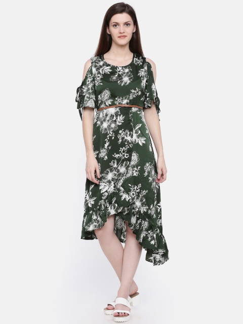 

Deal Jeans Women Green Printed A-Line Dress