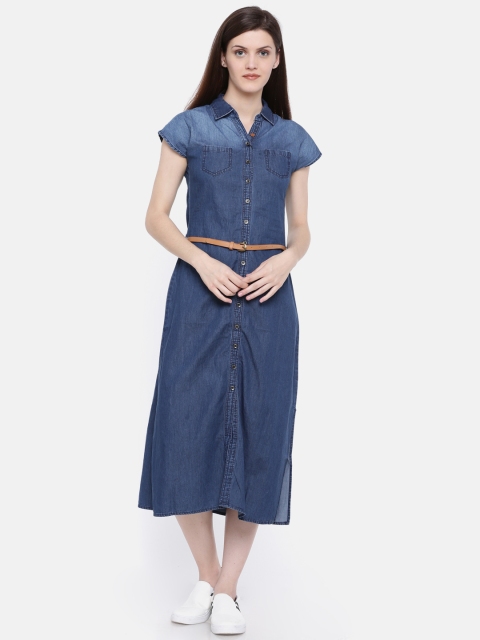 

Deal Jeans Women Blue Faded Shirt Dress
