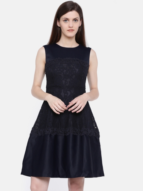

Deal Jeans Women Navy Blue Lace A-Line Dress