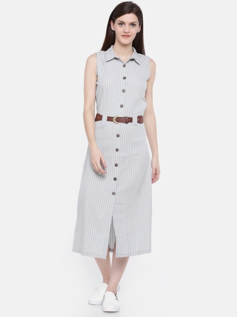 

Deal Jeans Women Grey Striped Shirt Dress