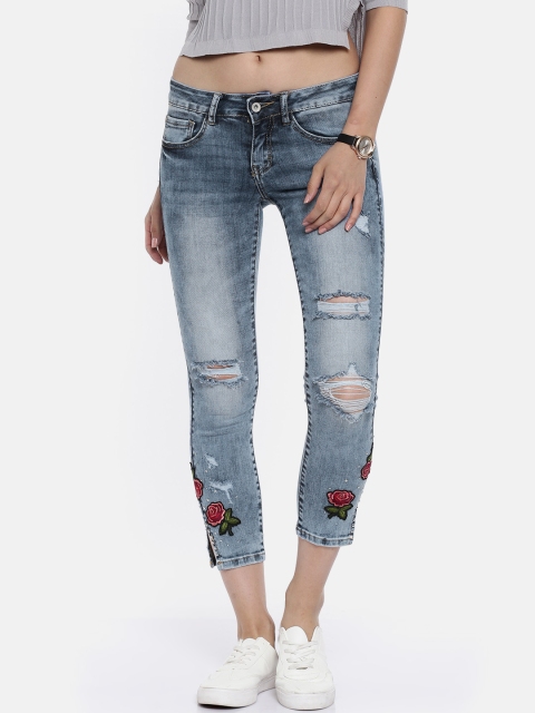 

Deal Jeans Women Blue Skinny Fit Mid-Rise Mildly Distressed Stretchable Cropped Jeans