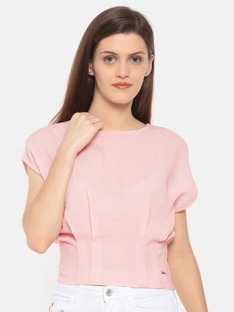 

Deal Jeans Women Peach-Coloured Solid Crop Top