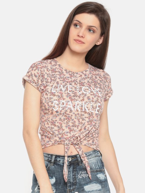 

Deal Jeans Women Peach-Coloured Printed Top