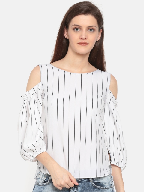 

Deal Jeans Women White & Black Striped Top