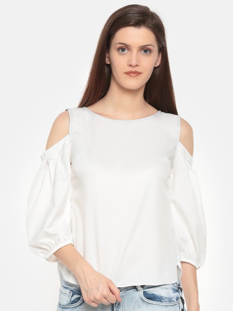 

Deal Jeans Women White Solid Cold-shoulder Top