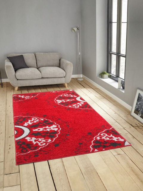 

ROMEE Red Microfiber Knitted Carpet