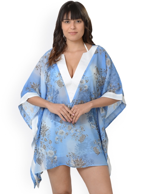 

Da Intimo Women Blue Printed Kaftan Cover-Up Swimwear