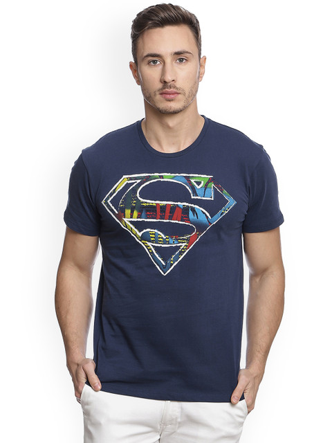 

Free Authority Men Blue Superman Printed Round Neck T-shirt