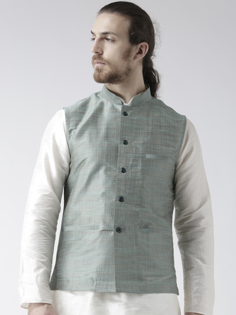 

Deyann Blue & Grey Nehru Jacket, Turquoise blue