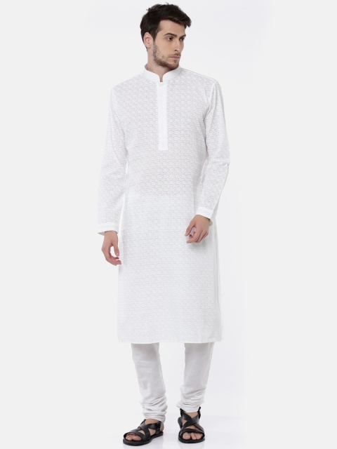 

TOZZI Men White Embroidered Kurta with Pyjamas