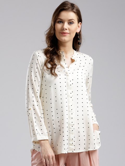 

W Women Off-White Regular Fit Printed Casual Shirt