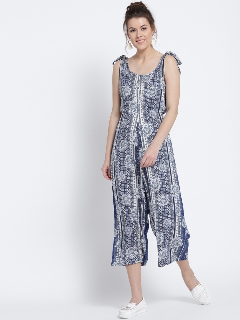 

Sera Navy & White Printed Culotte Jumpsuit, Navy blue