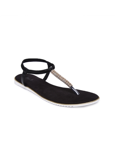 

Inc 5 Women Black Embellished Synthetic T-Strap Flats