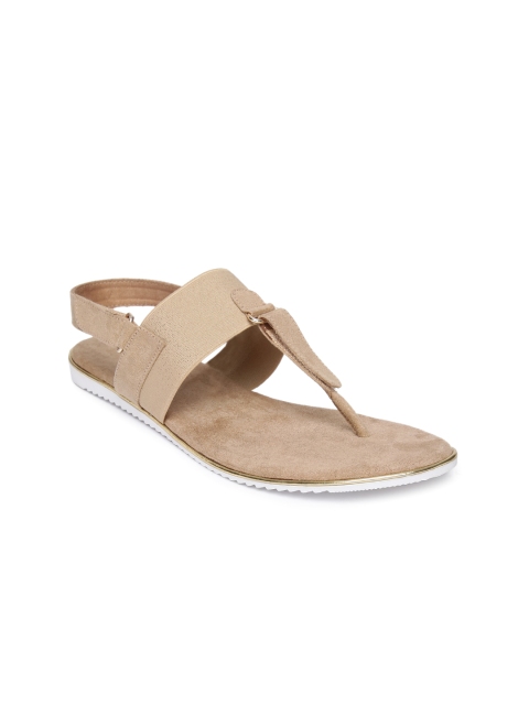 

Inc 5 Women Beige Solid Synthetic T-Strap Flats