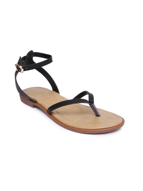 

Inc 5 Women Black Solid Synthetic Open Toe Flats