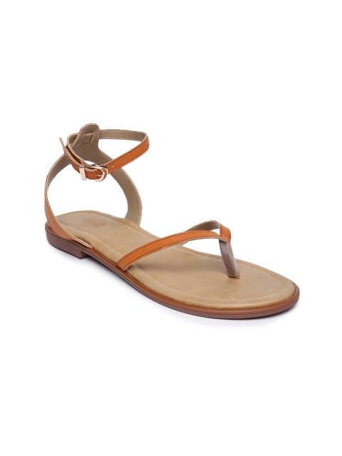 

Inc 5 Women Tan Brown Solid Synthetic Open Toe Flats