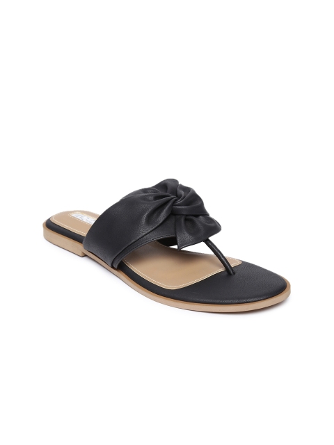 

Inc 5 Women Black Solid T-Strap Flats