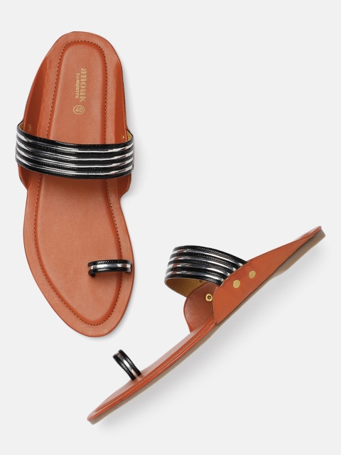 

Anouk Women Black Striped One Toe Flats